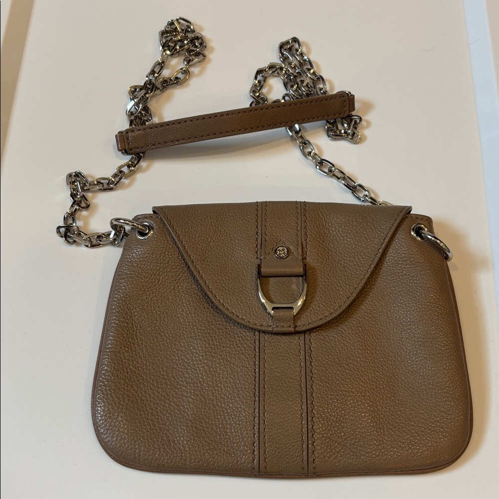 Cole Haan Vintage 2000s Tan Leather Shoulder Bag Buckle Flap Y2K Minimalist - Picture 6 of 8